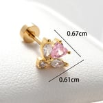 Gold color / 1 Piece Simple Series Classic Butterfly Titanium Steel  Gold Color Zircon Women's Stud Earrings 